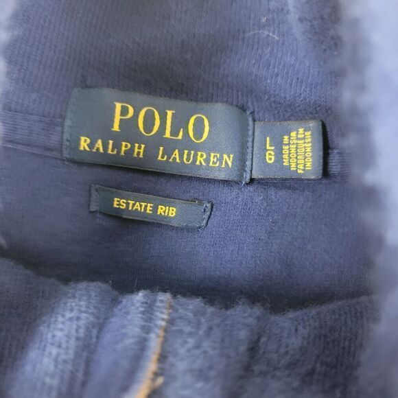 Polo Ralph Lauren Estate Rib Quarter Zip Pullover Sweater Blue Large White Pony - Picture 3 of 11